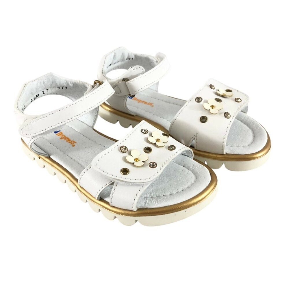 Kid Express Toddler Girls Sandals Faux Leather Floral Applique White 27 US 9